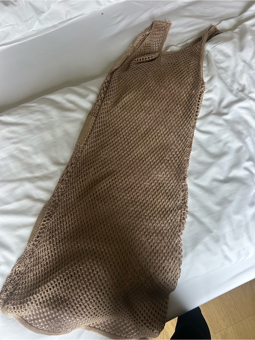 Vintage dress from Paris Beige Crochet Panel Tank Dress by - Picture 3 of 3